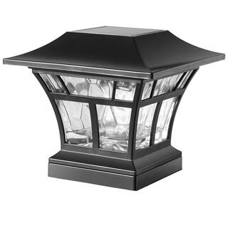 Hampton Bay Solar Matte Black Integrated LED 4 in. x 4 in. or 6 in. x 6 in. Deck Post Light 84045