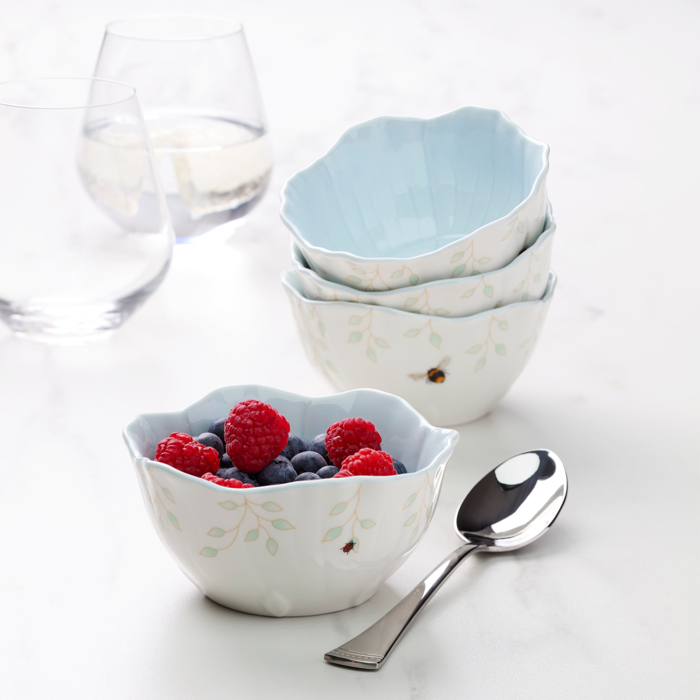 Butterfly Meadow Floral Dessert Bowls, Set of 4