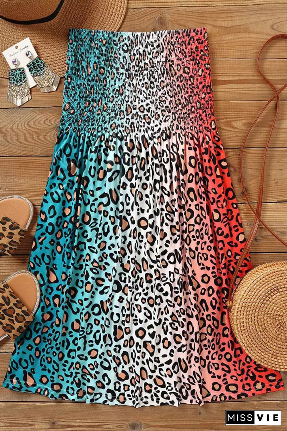 Multicolor Print Shirred Bandeau Mini Dress