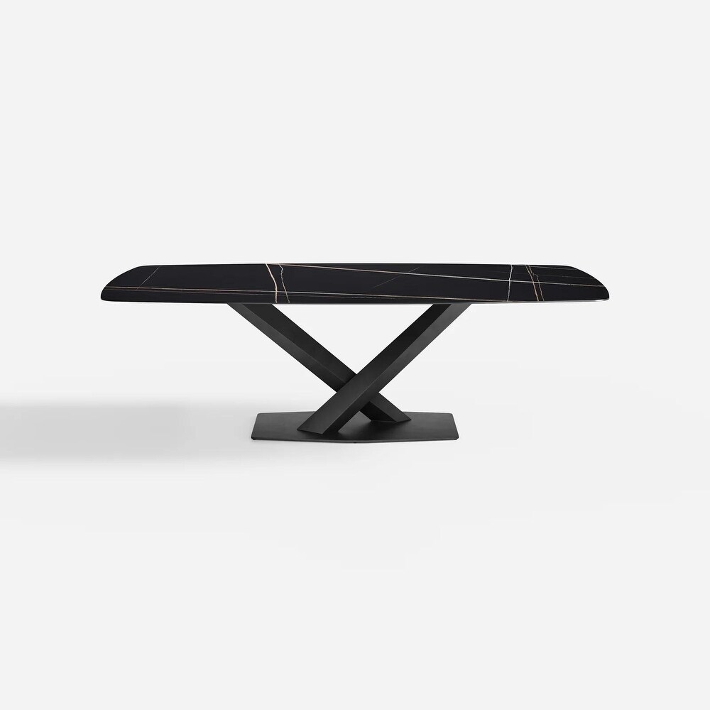 X Shape Base Free Combination Modern Matte Sintered Stone Dining Table