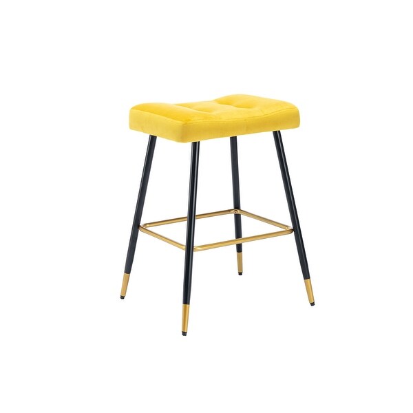 Vintage Stool No Backless Counter Height， Metal Frame is Sturdy and Stable，Sponge Foam Seat Cushion for Bar and Restaurant