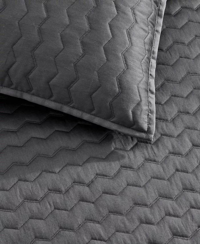 Vera Wang Herringbone Stitch Cotton 3 Piece Quilt Set， Queen