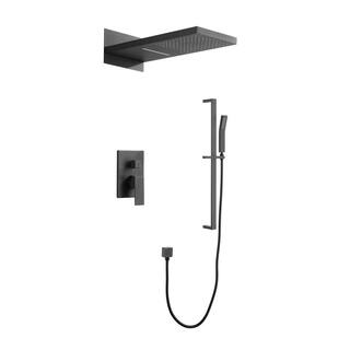 Utopia 4niture Billy 3-Spray Patterns with 2.0 GPM 21.6 in. Wall Mount Dual Shower Head wHandheld Shower in Matte Black HAW928S00038