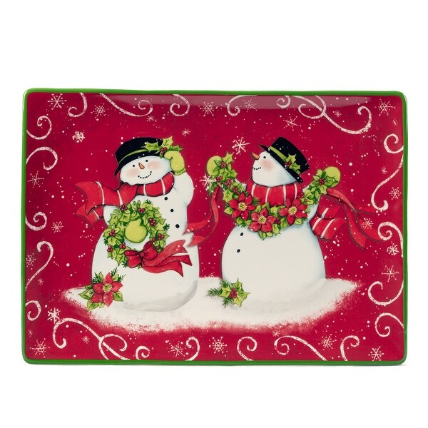 Certified International Holiday Magic Snowman 14 x 10 Rectangular Serving Platter