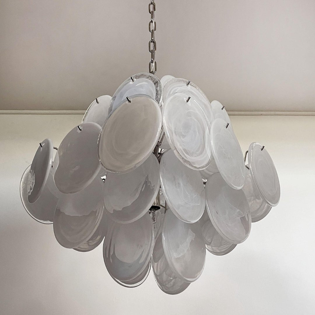 Isadora Murano White Disc Chandelier