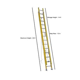 Werner 28 ft. Fiberglass D-Rung Extension Ladder with 375 lbs. Load Capacity Type IAA Duty Rating D7128-2