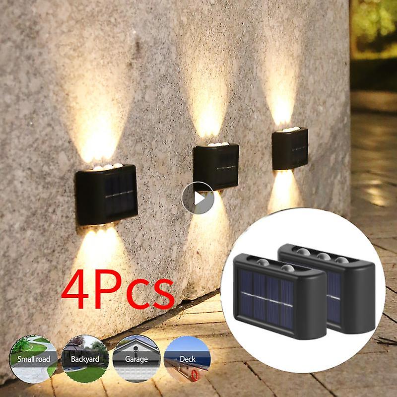 4pcs Solar Wall Lights Led Light Outdoor Up Down Lighting Waterproof Wall Lights Country House