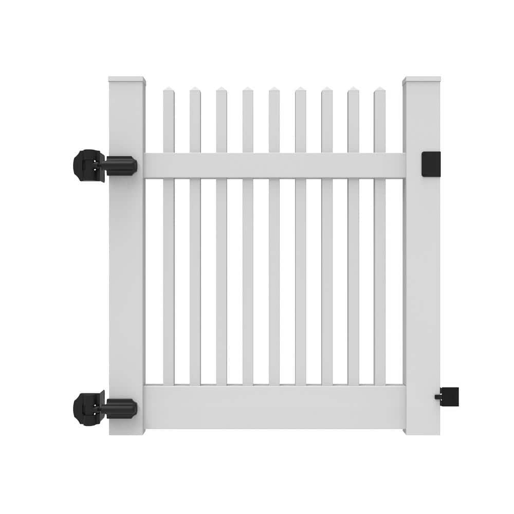 Barrette Outdoor Living Yukon Straight 4 ft. W x 4 ft. H White Vinyl Un-Assembled Fence Gate 73014743