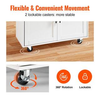 VEVOR Kitchen Island Cart Top 35.4 in. W Mobile Carts with Storage Cabinet Rolling Kitchen Carts White YDKCFDXJMDB12OVNIV0