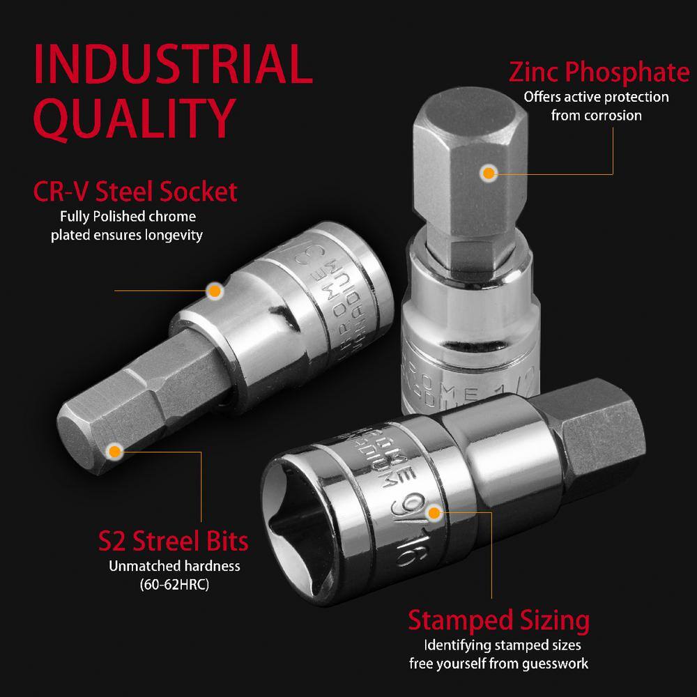 Stark SAE Pro-Grade Hex Allen Bit Socket Set (13-Piece) 33501