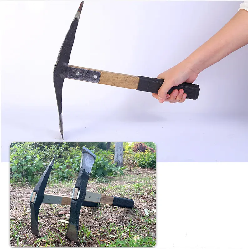 Heavy Duty Tempered Forged Steel OEM Pickax Agriculture Garden Tool Pick Mattock Small Digging Hoe