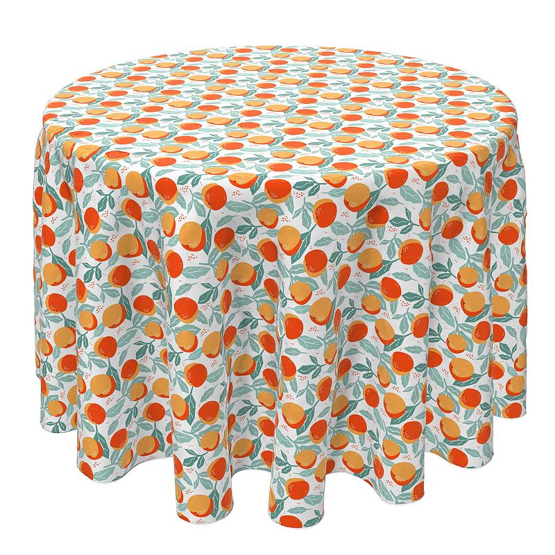 Round Tablecloth， 100% Cotton， 60 Round， Apricots and Leaves