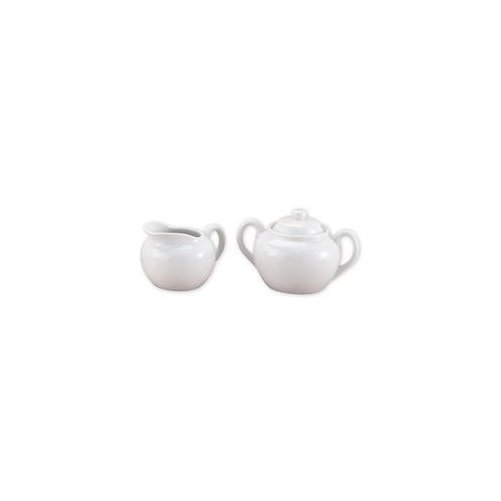 Harold Import Company Porcelain Sugar Bowl and Creamer Set (2 Pieces)， White