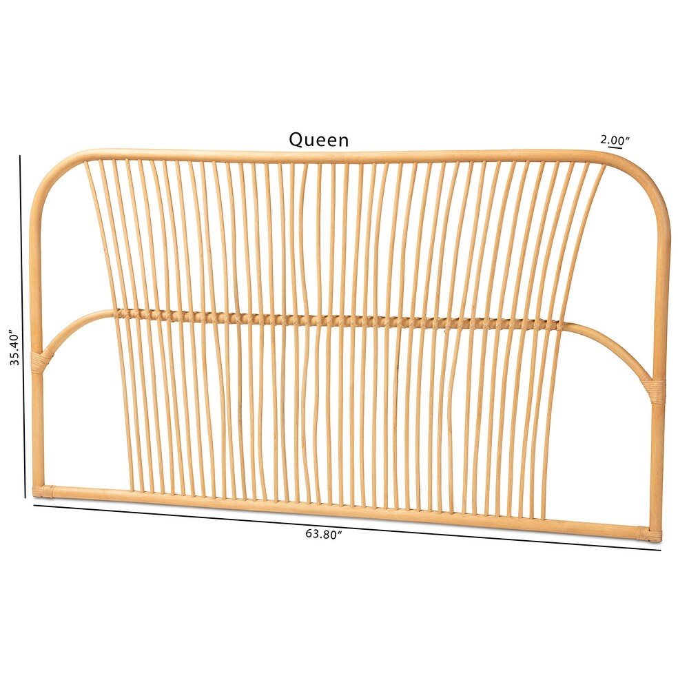 Laina Modern Bohemian Natural Rattan Wall mountable Headboard Queen