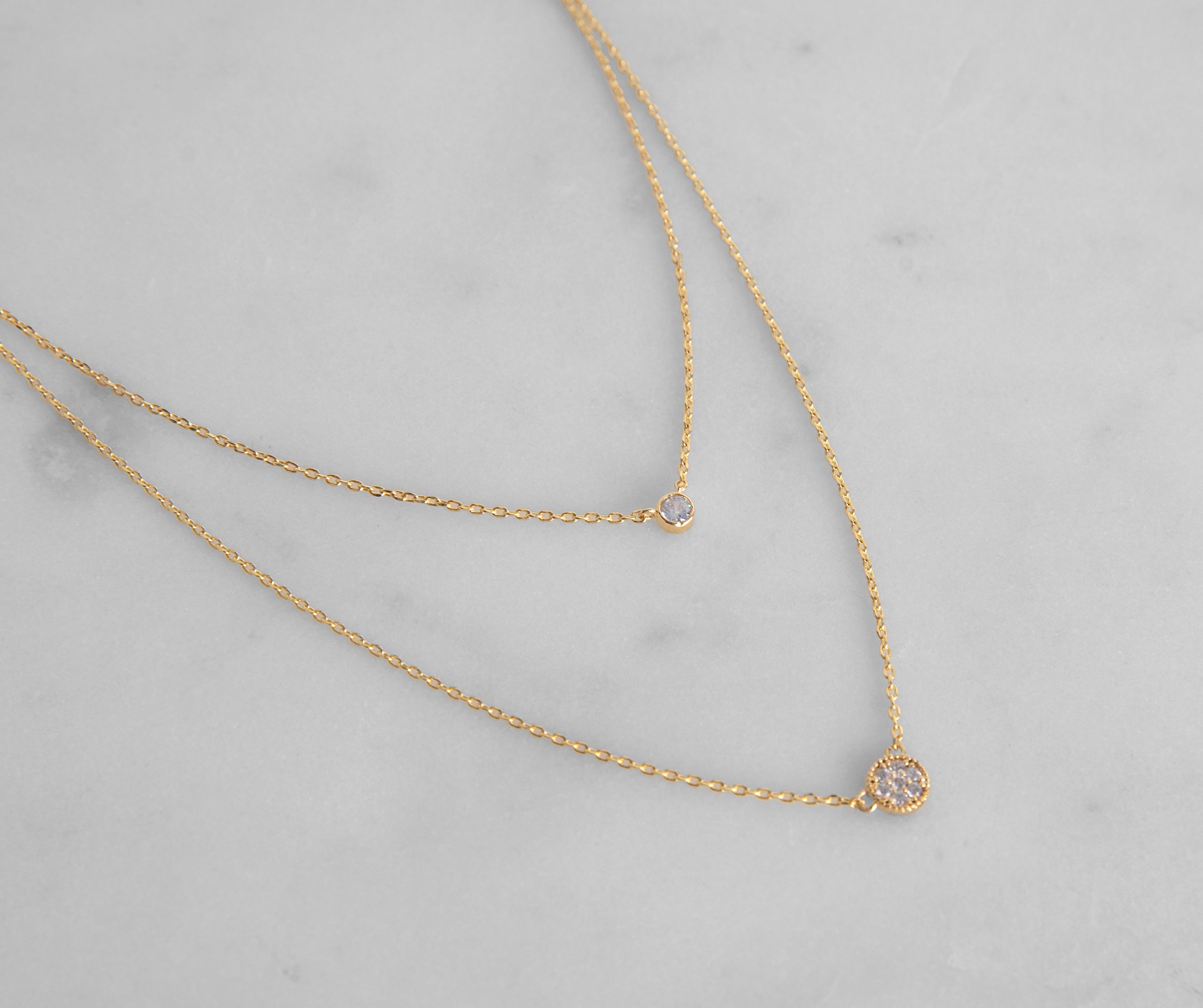 Cubic Zirconia 18K Gold Dipped Mom And Daughter Necklace