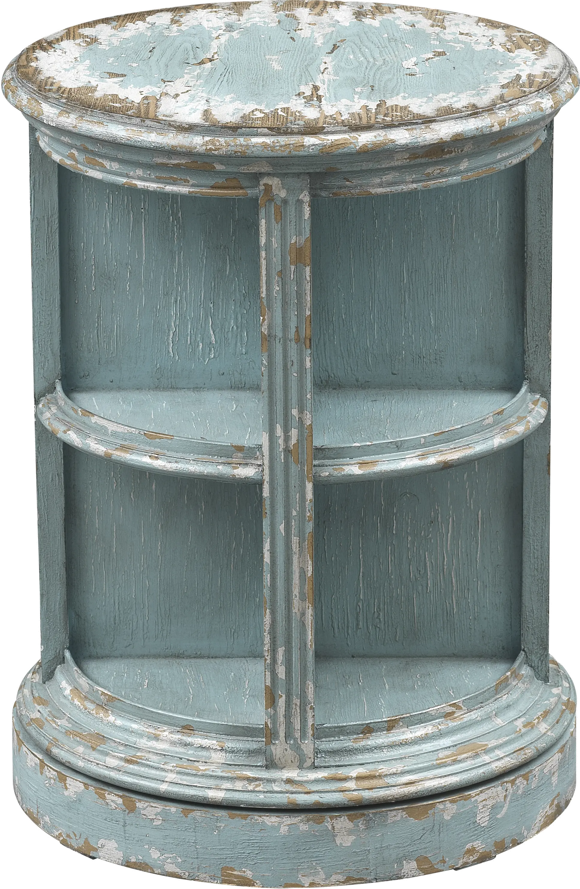 Distressed Blue Round Accent Table - Burton