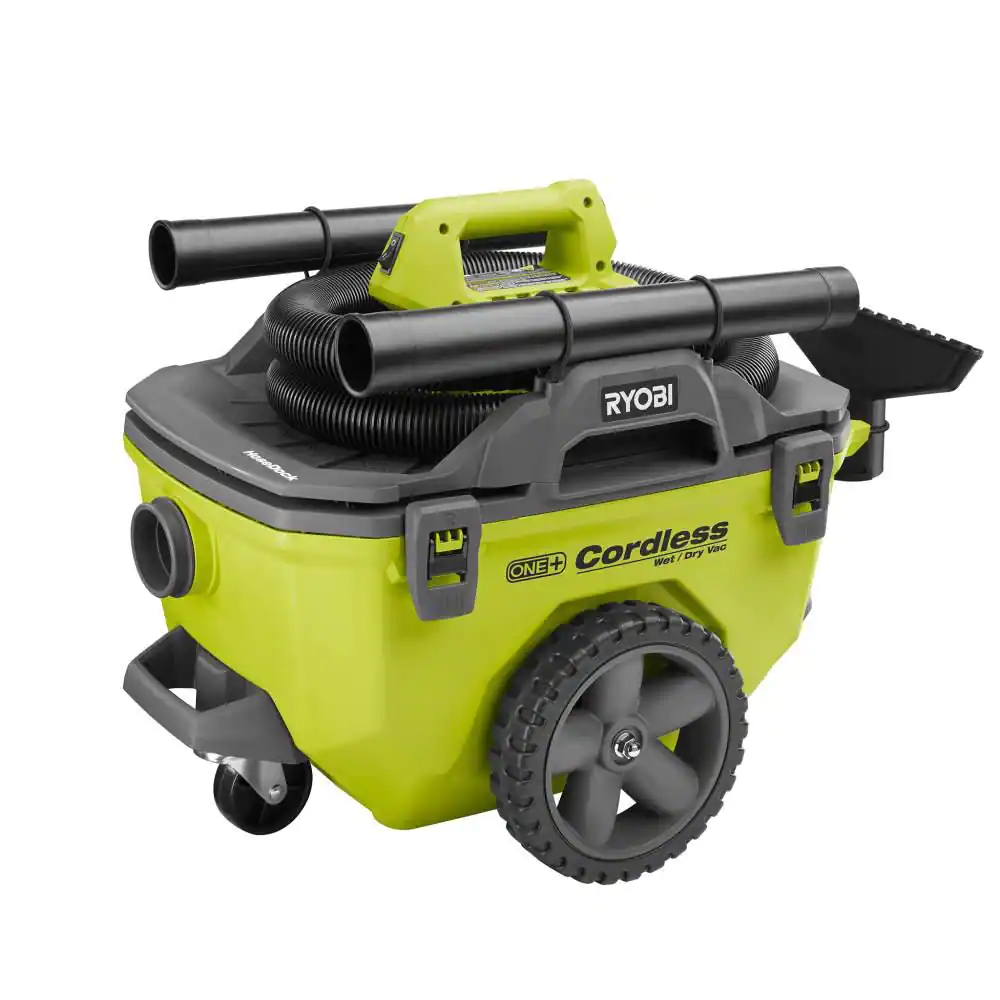 Ryobi ONE+ 18V 6 Gal. Cordless Wet/Dry Vacuum (Tool Only) With Hose， Crevice Tool， Floor Nozzle and Extension Wand