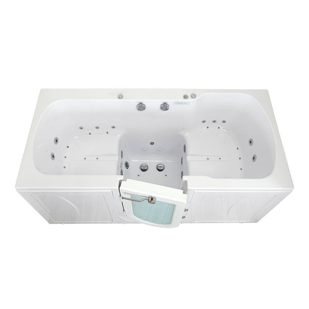 Ella Big4Two 80 in. Whirlpool and Air Bath Walk-In Bathtub in White Independent Foot Massage Left Door 2 in. Dual Drain TO2SA3680L