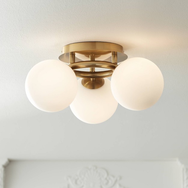 Wide 3 light Frosted White Glass Globes Bedroom Living Room