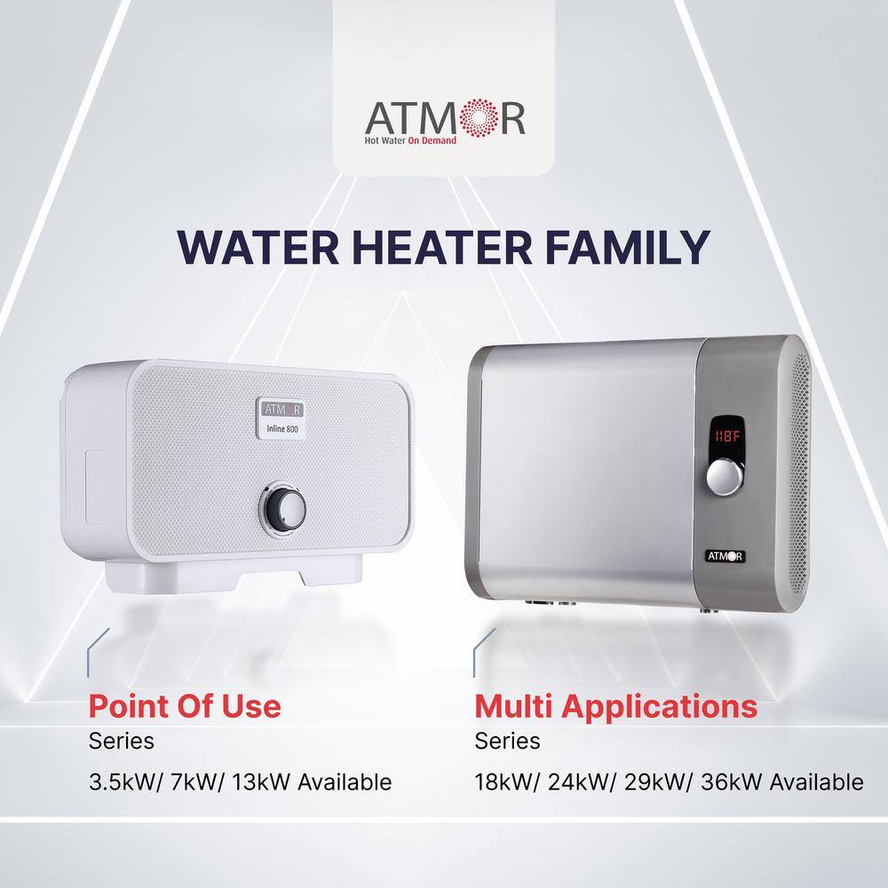 ATMOR 18kW 3.73 GPM Residential Electric Tankless Water Heater Ideal for 1 Bedroom Home or Up to 3 Simultaneous Applications AT-18WH-HD