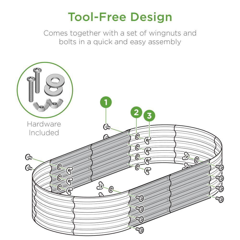 Best Choice Products 4 ft. x 2 ft. x 1 ft. Oval Steel Raised Garden Bed Planter Box for Vegetables Flowers in Silver SKY6598