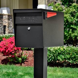 Mail Boss Locking Post Mount Mailbox with High Security Reinforced Patented Locking System Black 7106