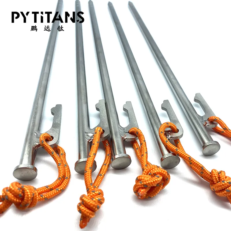 Outdoors Mountain Climbing Camping Hiking Tent Stakes GR5 titanium Solid 8*240 Tent Stakes tent Pegs by PYTITANS