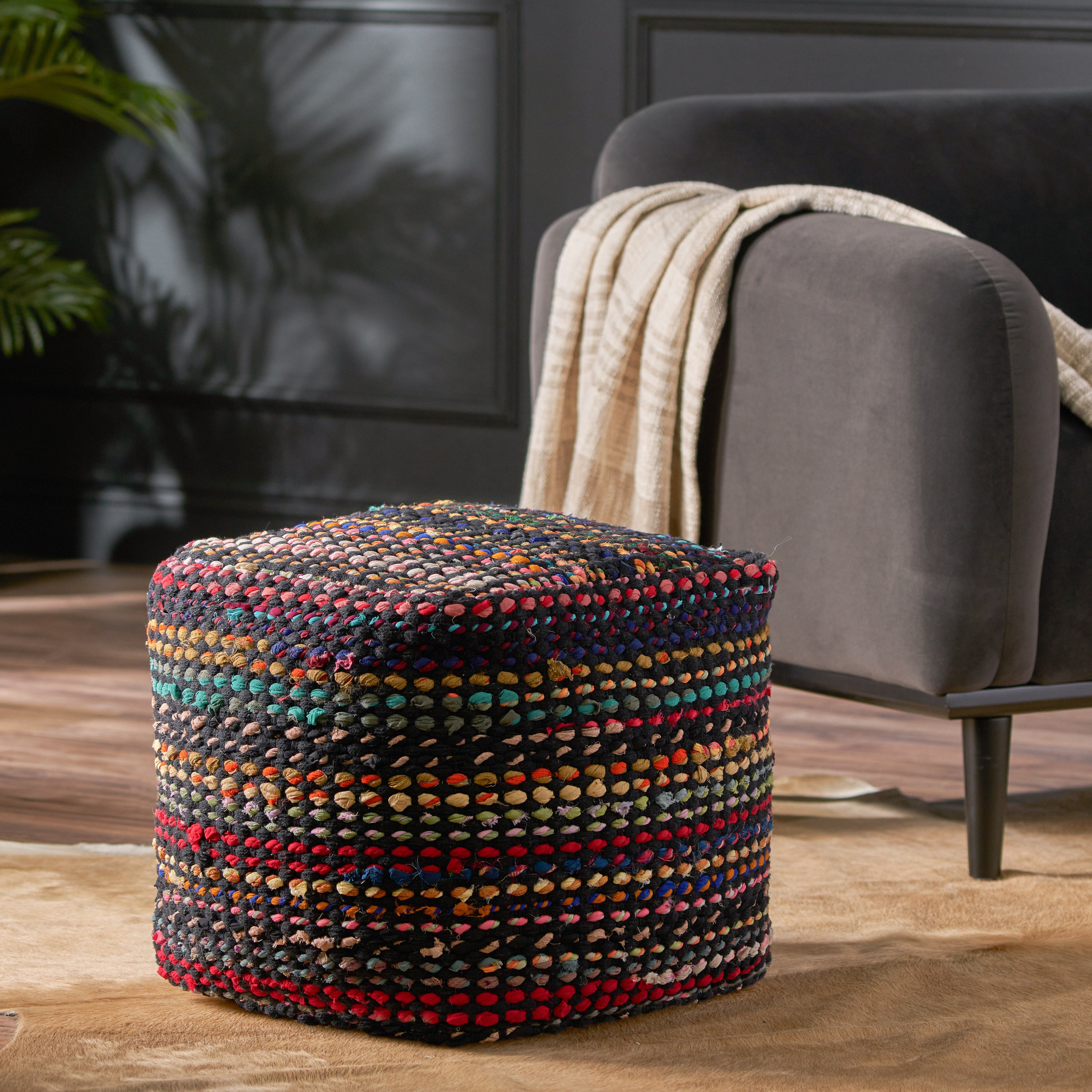 Naholo Handcrafted Boho Fabric Pouf