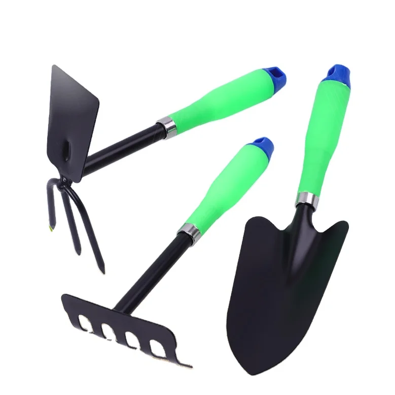 Factory production and wholesale 3pcs soft plastic anti slip handle gardening tools set durable gardening hand tools