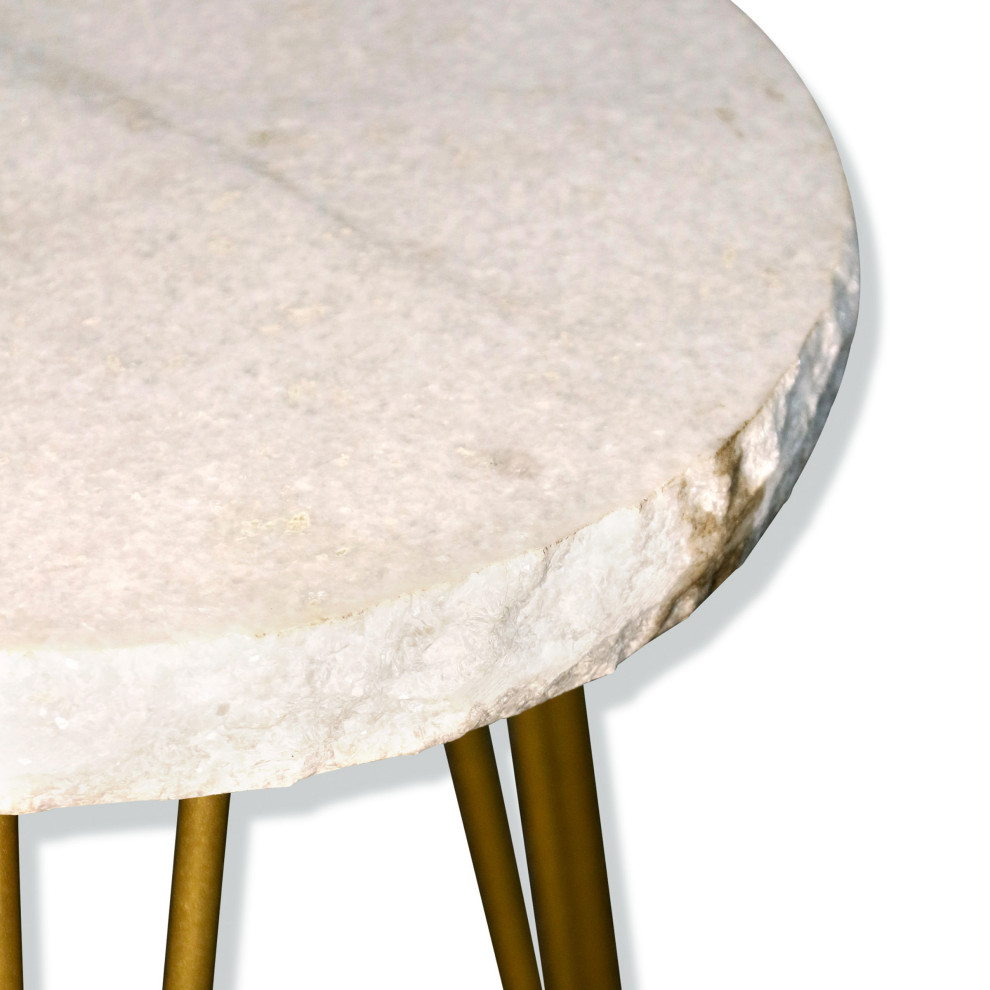 StyleCraft Galaxia Small Round Side Table With Brass Finish ISF25906DS   Midcentury   Side Tables And End Tables   by StyleCraft  Houzz