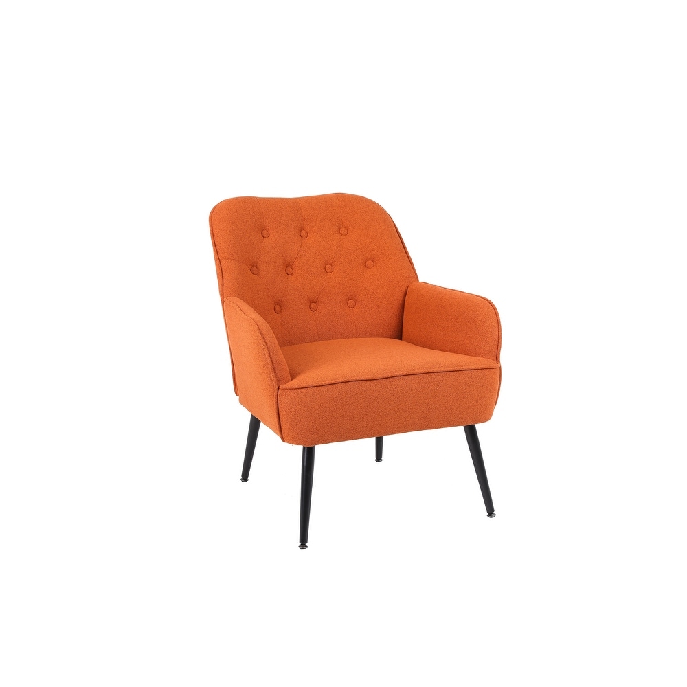 Modern Sloped Arms Armchair Orange Velvet Barrel Chair Lounge Chairs Button Tufted Dining Desk Chairs Single Sofa Side Chairs