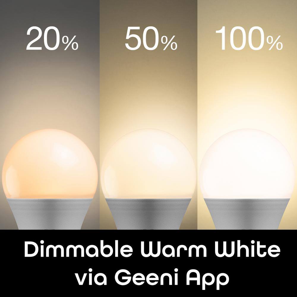 Geeni LUX 800 60W Equivalent White Dimmable A19 Smart LED Bulb (3 -Pack) GN-BW932-999