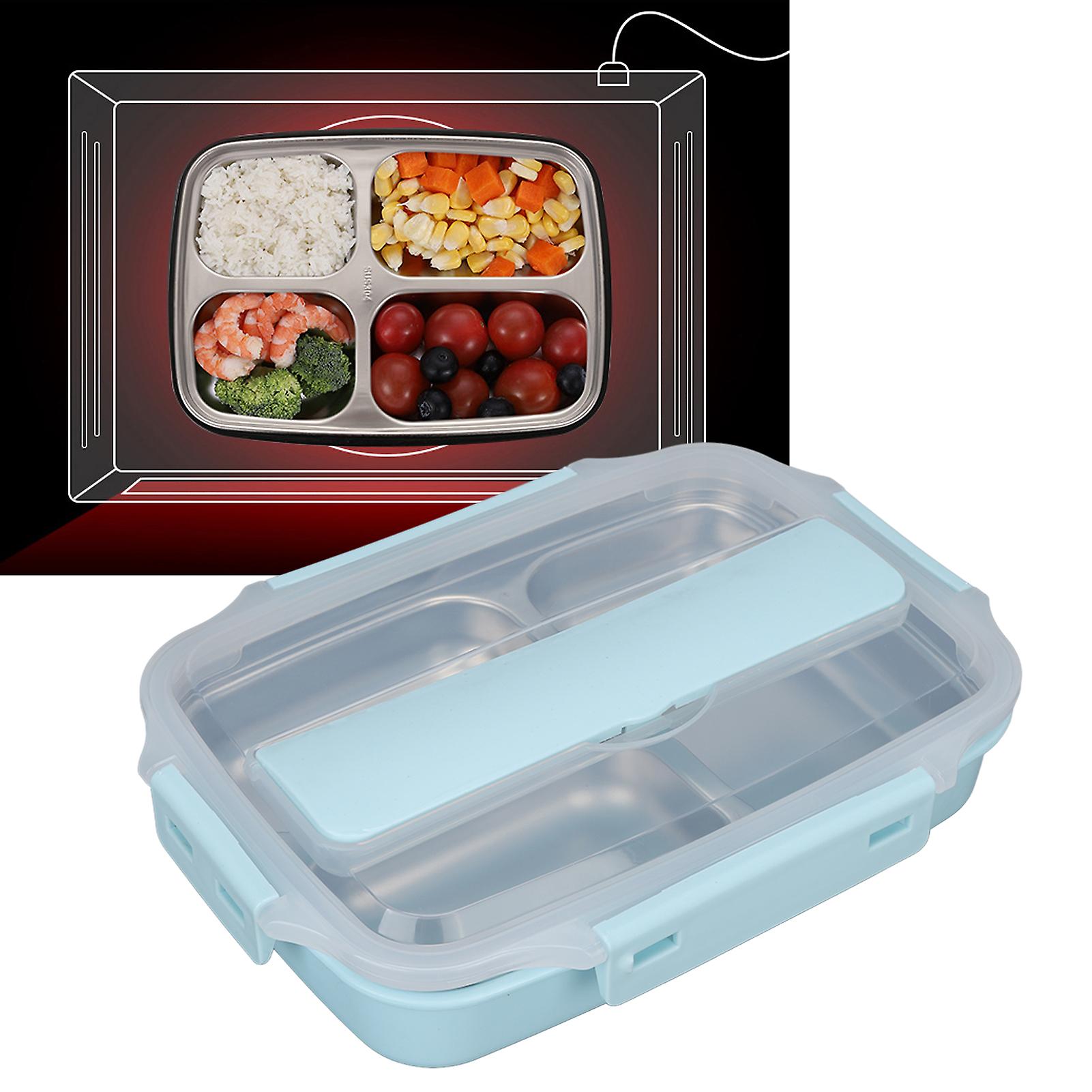 Thermal Bento Box， 3 Grids Food Grade Stainless Steel Insulated Lunch Box Leakproof Food Container For Picnic Kids Student Adult _x000d_[blue]