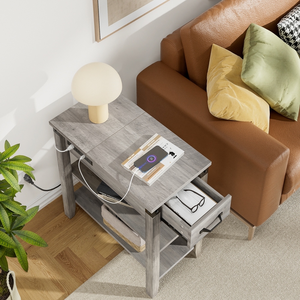 End Table with Drawer Charging Station