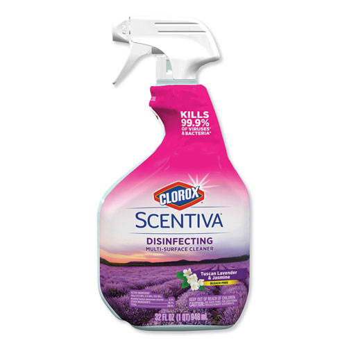 Clorox Scentiva Multi Surface Cleaner | Tuscan Lavender and Jasmine， 32oz， Spray Bottle | CLO31387