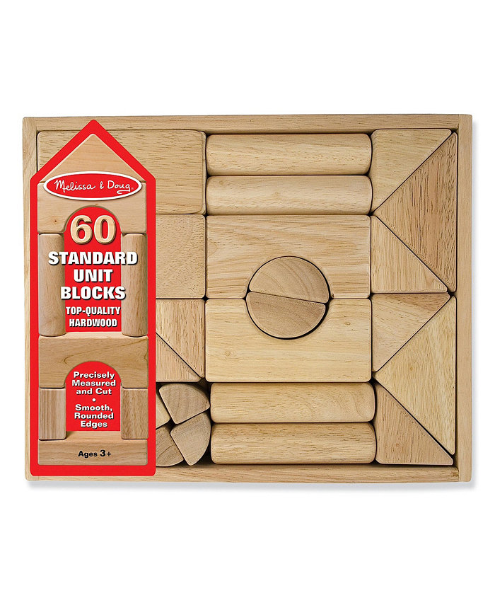 Melissa and Doug Melissa and Doug Standard Unit Solid-Wood Building Blocks With Wooden Storage Tray (60 pcs)