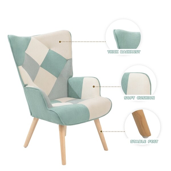 Accent Chair with Ottoman， Living Room Chair and Ottoman Set， Comfy Side Armchair for Bedroom