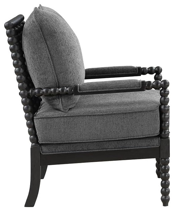 Traditional Accent Chair  Spindle Wooden Frame  ampCushioned Arms   Traditional   Armchairs And Accent Chairs   by Decor Love  Houzz