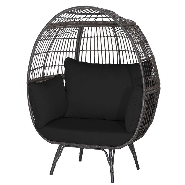 Costway Patio Oversized Rattan Wicker Egg Chair Lounge Basket 4 Cushion Indoor amp Outdoor