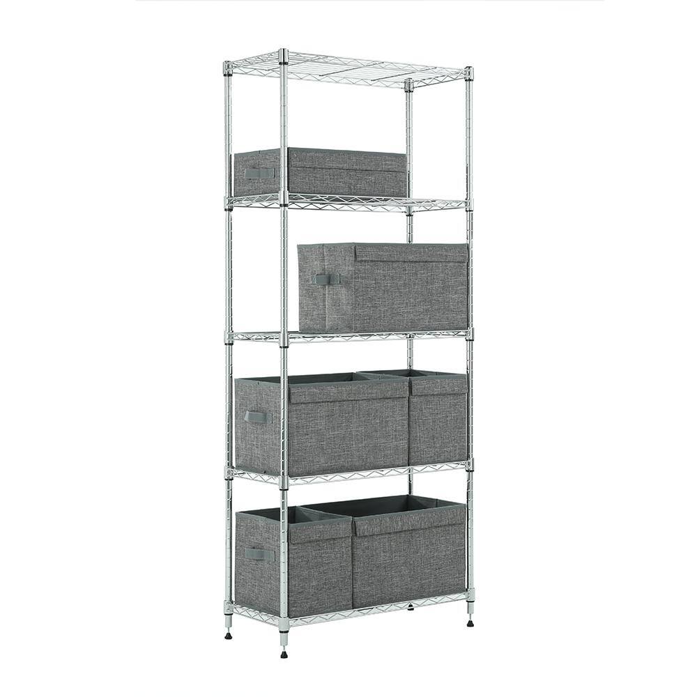 MZG Chrome 5-Tier Steel Shelving (11.8 in. x 25.6 in. x 59 in.) 3065150OAH501SG