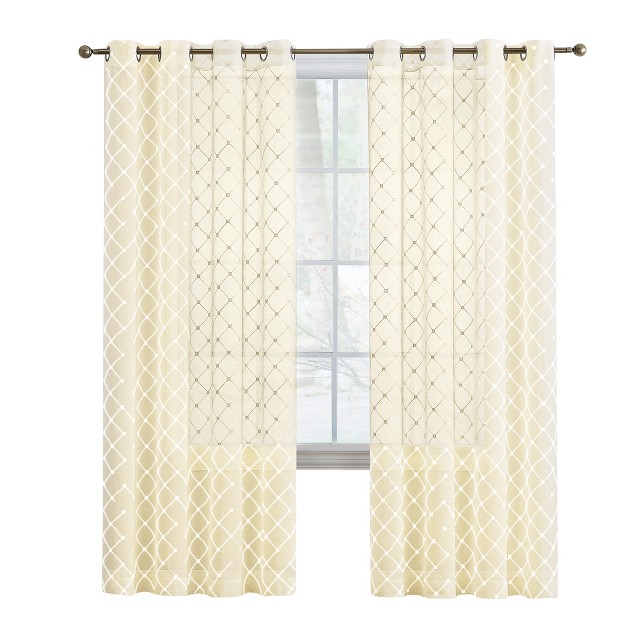 Collections Etc Noah Embroidered Grommet Top Curtain Panels