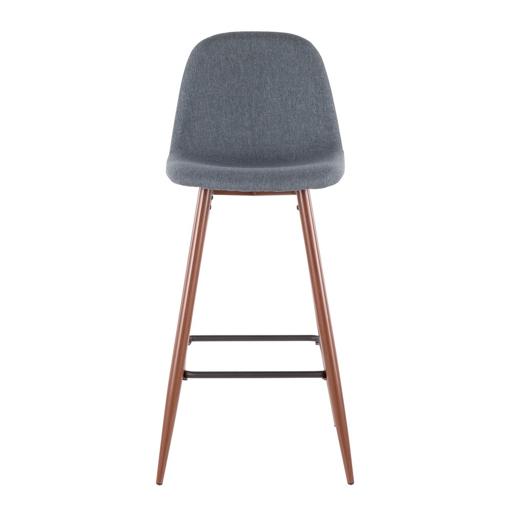 Lumisource Barstool in Walnut Metal and Light Grey Fabric  Set of 2   19\