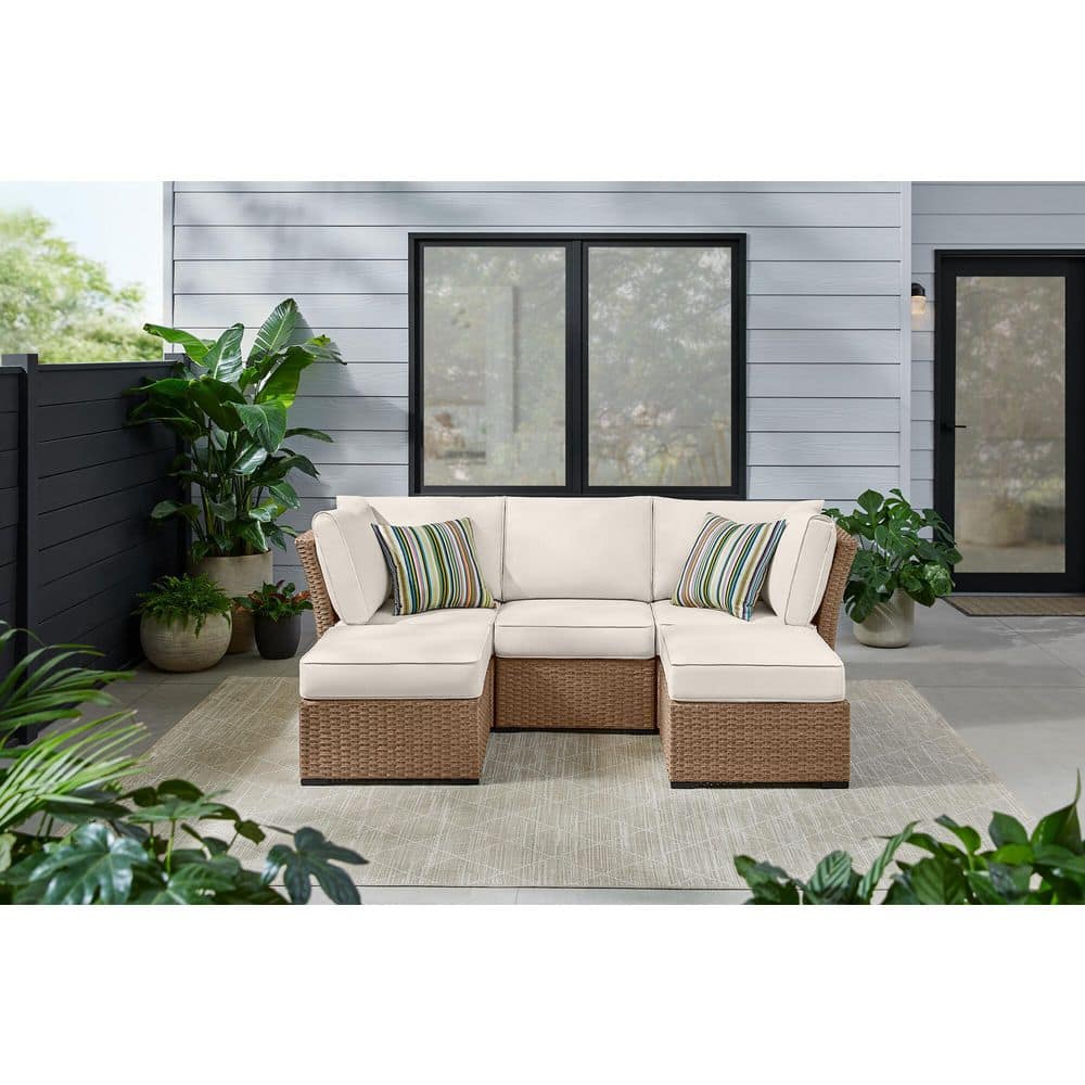 StyleWell Salisbury 5-Piece Outdoor Sectional with Espresso Frame Finish and Almond Biscotti Cushions GC-51312-SRPE-A