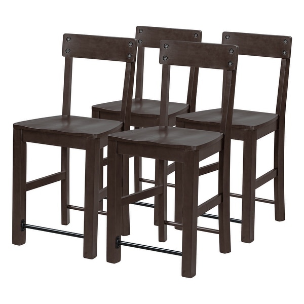 Modern Set of 4 Counter Height Dining Chairs， Industrial Style Wood Dining Room Chairs with Ergonomic Design