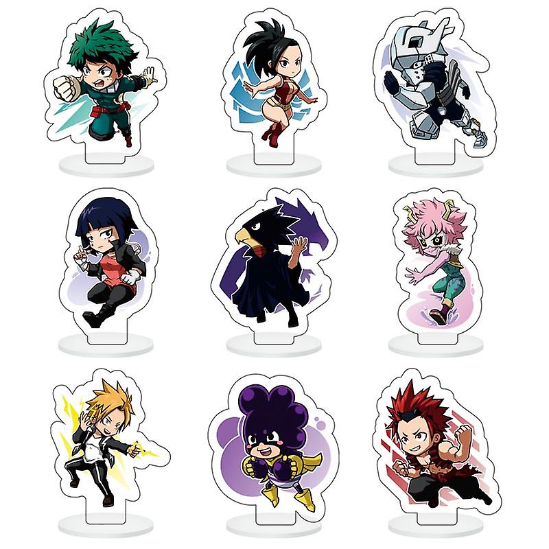 9pcs/set Anime Demon Slayer Acrylic Stand Model Kimetsu No Yaiba Tanjirou Nezuko Figure Decoration Action Plate Toys，my Hero Academia35