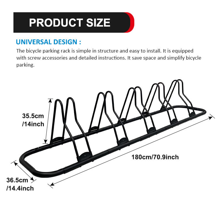 JH Mech Custom Public Easy Assembled Dual Purposes Bike Storage Parking Stand Adjustable Tubular Steel Bike Floor Rack