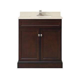 Home Decorators Collection Teagen 30 in. W Bath Vanity in Dark Espresso with Cultured Stone Vanity Top in Beige with White Basin Teagen 30EB