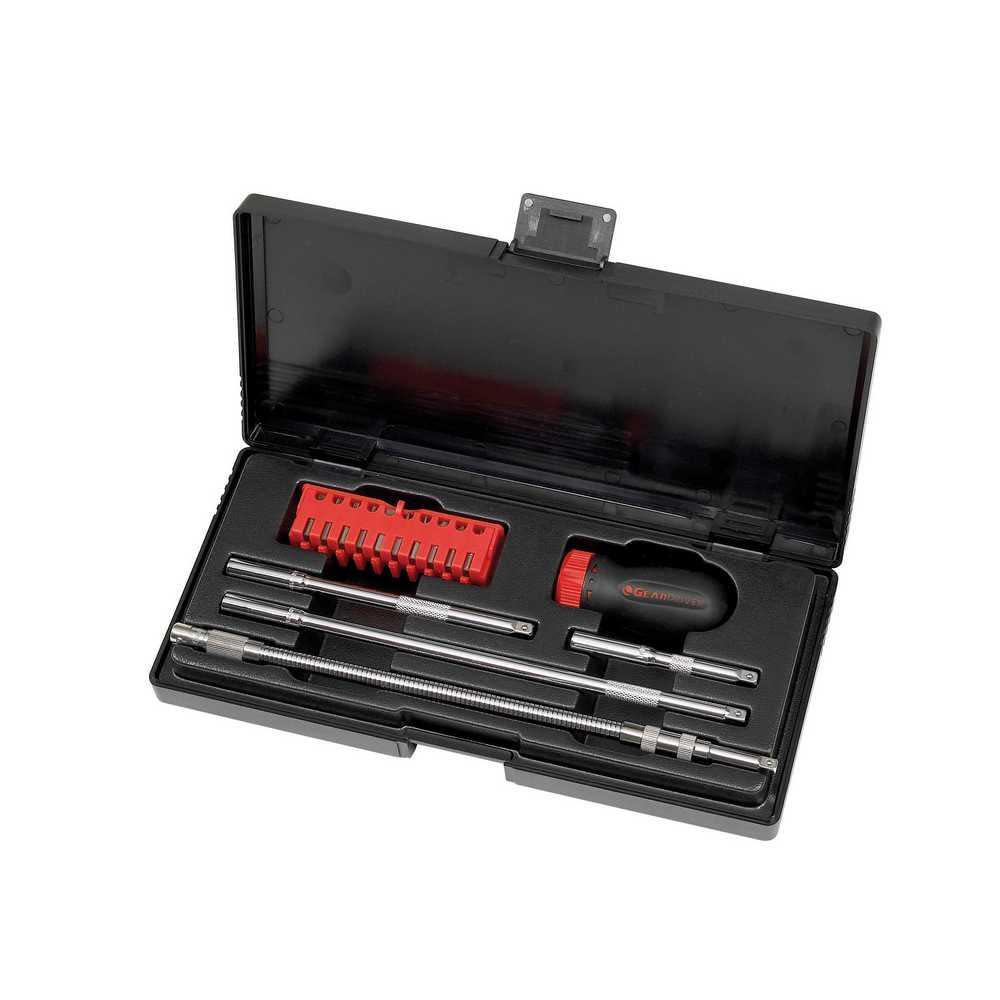 15 pc Stubby Handle Ratcheting Screwdriver Set ;