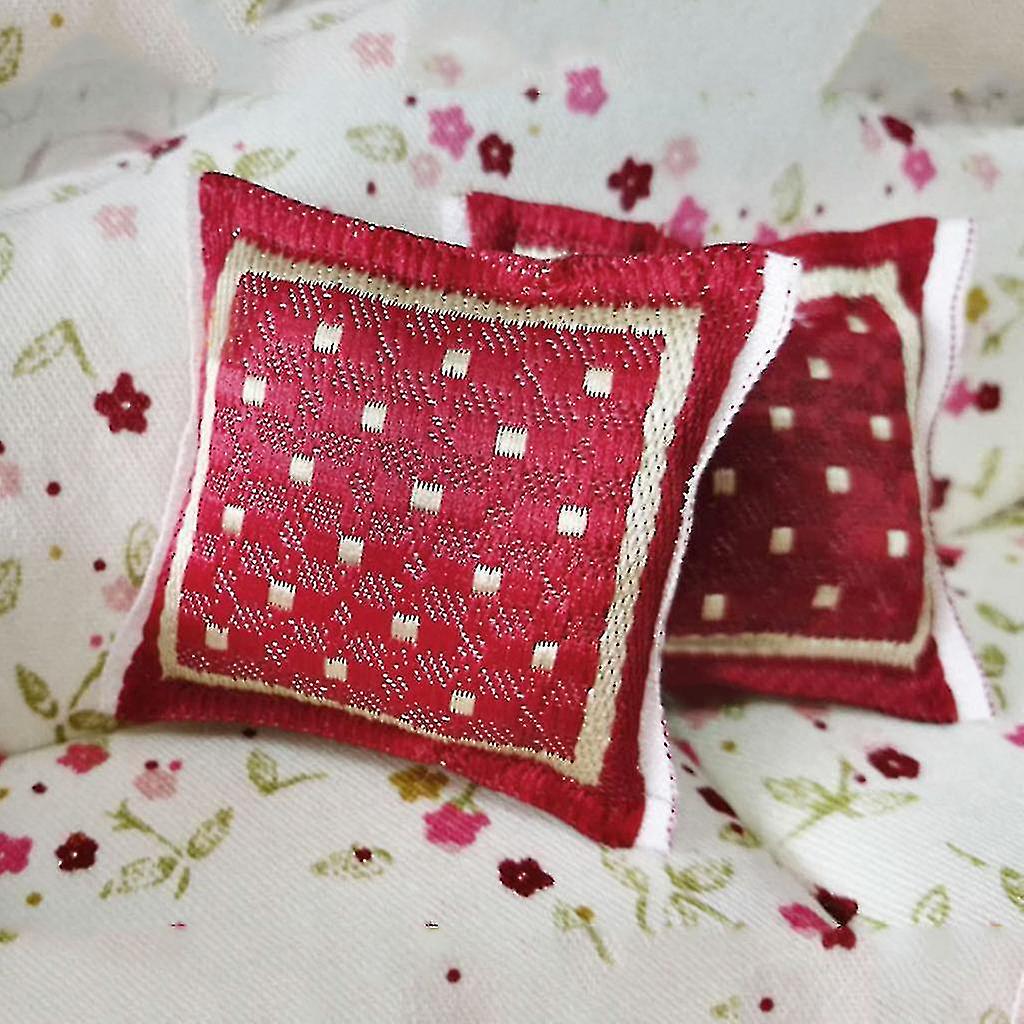 1/12 Scale Red Pillow Cushion For Doll House Sofa Couch Miniature Bedroom Furniture Accessories Deco