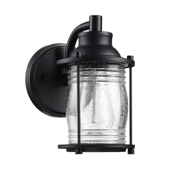 1-light outdoor wall light with black finish and  seeded glass shade Shopping - The Best Deals on Outdoor Wall Lanterns | 39888130